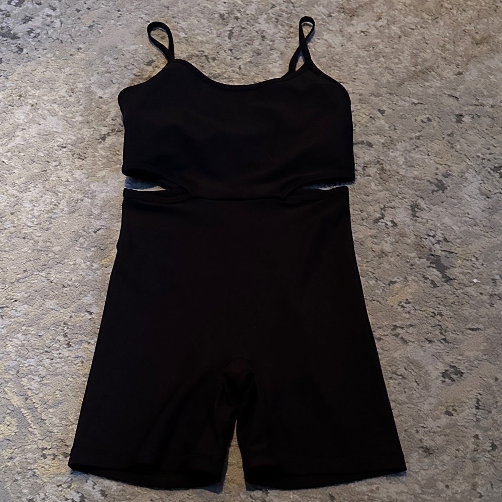 Black One Piece Biketard with cutout sides Size: S